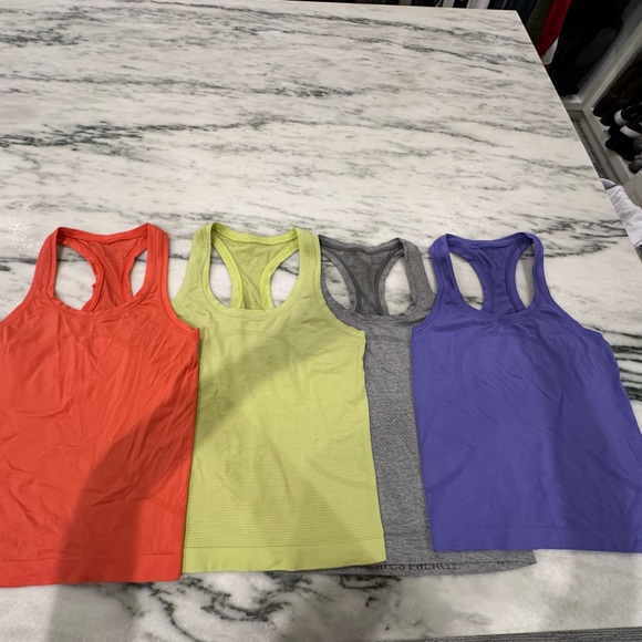 lululemon athletica Racerback Tank Tops - Orange, Yellow, Gray, Purple- set of 4 - Picture 2 of 2